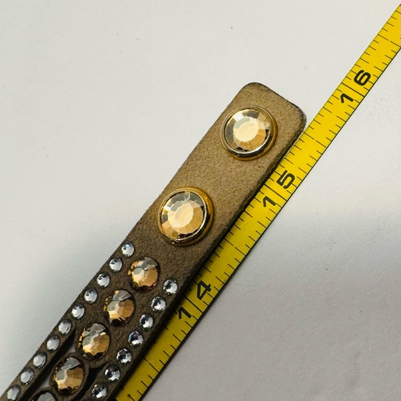 Swarovski Power Slake Tan Double Wrap Crystal Bracelet - Picture 12 of 14